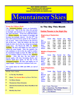 In The Sky This Month - WVU Planetarium