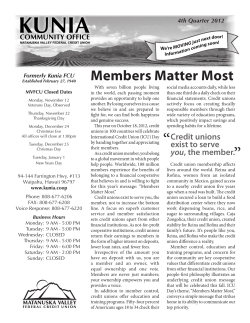 4th Quarter Hawaii - Matanuska Valley Federal Credit Union