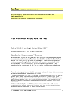 Vier Wahlreden Hitlers vom Juli 1932