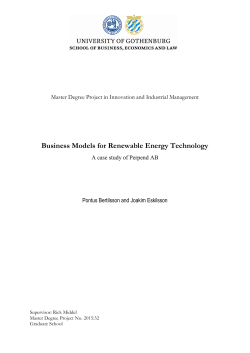 Business Models for Renewable Energy Technology