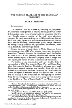 The Omnibus Trade Act of 1988 - Penn Law: Legal Scholarship