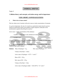 CHEMICAL KINETICS Topic-3 Collision theory and concepts