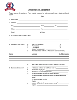 APPLICATION FOR MEMBERSHIP Please answer all questions. If