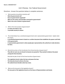 Unit 5 Review: Our Federal Government