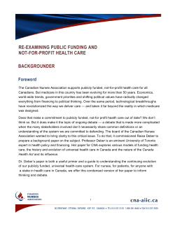 Re-examining Public Funding and Not-for-profit Health