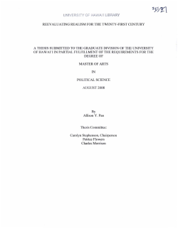 UNIVERSITY OF HAWAI`I LIBRARY REEVALUATING REALISM