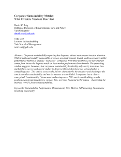 Corporate Sustainability Metrics: What Investors Need and Don`t Get