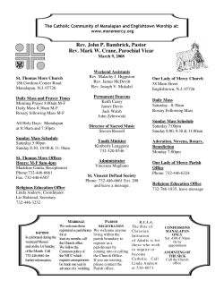 Rev. John P. Bambrick, Pastor Rev. Mark W. Crane, Parochial Vicar