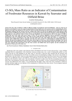 Cl-SO4 Mass Ratio as an Indicator of Contamination of Freshwater