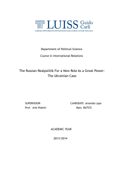The Russian Realpolitik For a New Role As a Great Power: The