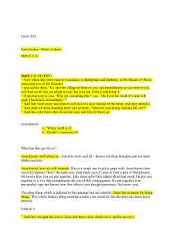 Mark 11:1-11 (ESV) 1 Now when they drew near to Jerusalem, to