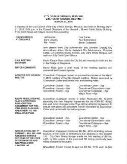CITY OF BLUE SPRINGS, MISSOURI MINUTES OF COUNCIL