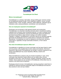 Formaldehyde - NC Department of Labor