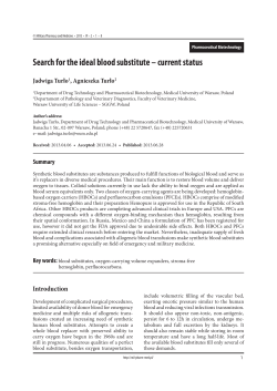 Search for the ideal blood substitute &ndash; current status