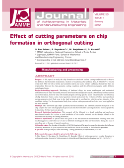 Effect of cutting parameters on chip formation in orthogonal cutting S