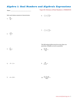 Algebra 1: Real Numbers and Algebraic