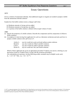 Buffer Equilibrium Free Response Questions