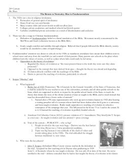 Rise in Fundamentalism notes