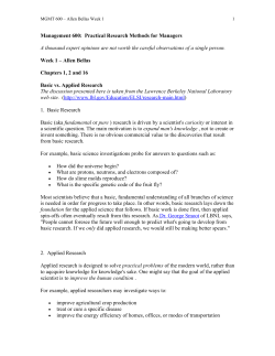 Management 600: Practical Research Methods for Managers