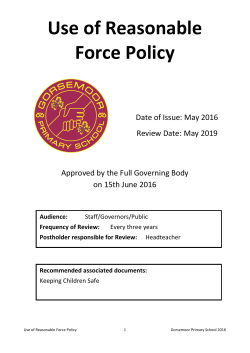 Use of Reasonable Force 2016