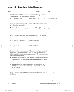 Lesson 1.1 &bull; Recursively Defined Sequences