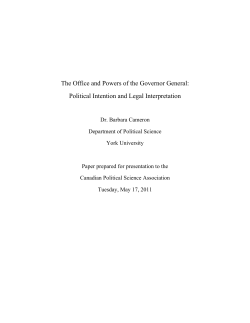 The Office and Powers of the Governor General