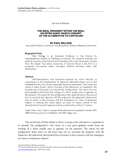 The overall aim of Peter Hudis in Marx`s concept of the alternative to