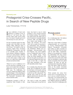 Protagonist Criss-Crosses Pacific, in Search of New Peptide Drugs