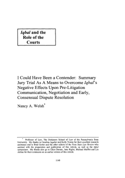 I Could Have Been a Contender: Summary Jury Trial As A Means to