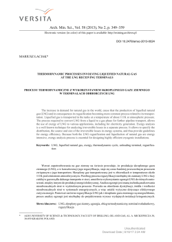 Thermodynamic Processes Involving Liquefied Natural Gas at the