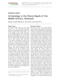 Archaeology in the &Aacute;tures Rapids of the Middle Orinoco, Venezuela