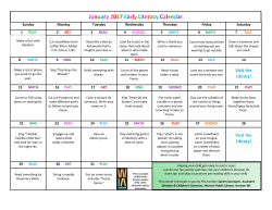 January 2017 Early Literacy Calendar