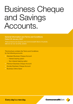 Business Cheque and Savings Accounts.