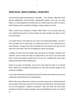 Aamer Anwar - Rector`s Address &ndash; 19 April 2017.