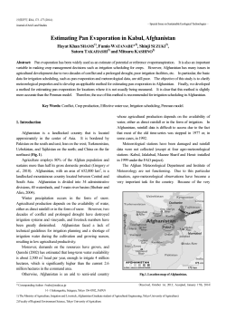 Estimating Pan Evaporation in Kabul, Afghanistan