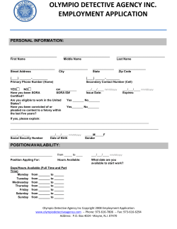 OLYMPIO DETECTIVE AGENCY INC. EMPLOYMENT APPLICATION