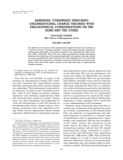 sameness, otherness? enriching organizational