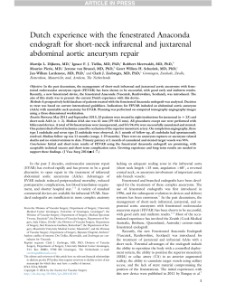 Zeebregts et al Dutch Experience with the Fenestrated Anaconda