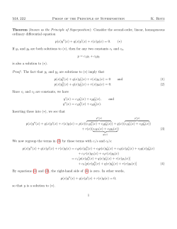 MA 222 Proof of the Principle of Superposition K. Rotz
