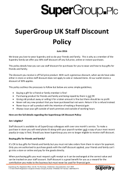SuperGroup UK Staff Discount Policy