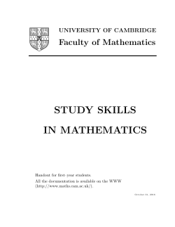 study skills in mathematics - Faculty of Mathematics