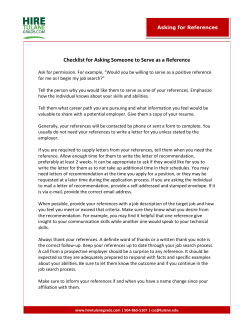 Checklist for Asking Someone to Serve as a Reference