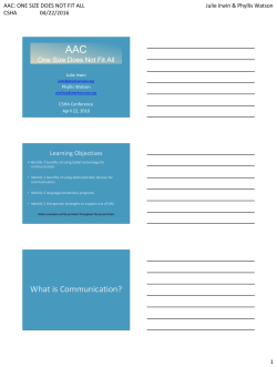 AAC One Size Does Not Fit All - Connecticut Speech