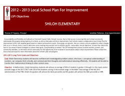 2013 Local School Plan For Improvement SHILOH ELEMENTARY