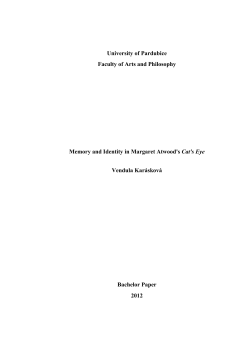 University of Pardubice Faculty of Arts and Philosophy Memory and