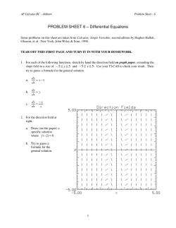 PROBLEM SHEET 6 &ndash; Differential Equations