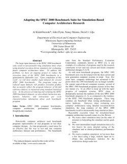 Adapting the SPEC 2000 Benchmark Suite for Simulation