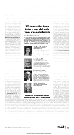 2768 doctors call on Senator McCain to issue a full, public release of