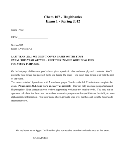 Chem 107 - Hughbanks Exam 1