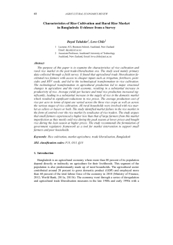 Characteristics of Rice Cultivation and Rural Rice Market in